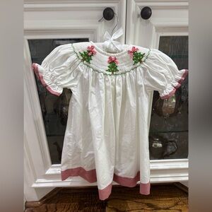 Christmas Tree Smocked Heirloom Dress Size 18 month